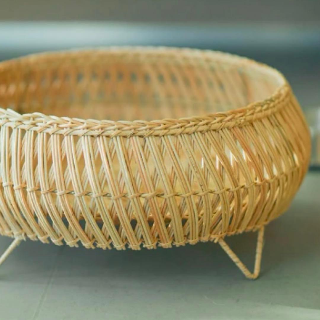 【美品】オルネコ オリジナル・スタンドバスケット　天然素材 編み込みバスケット