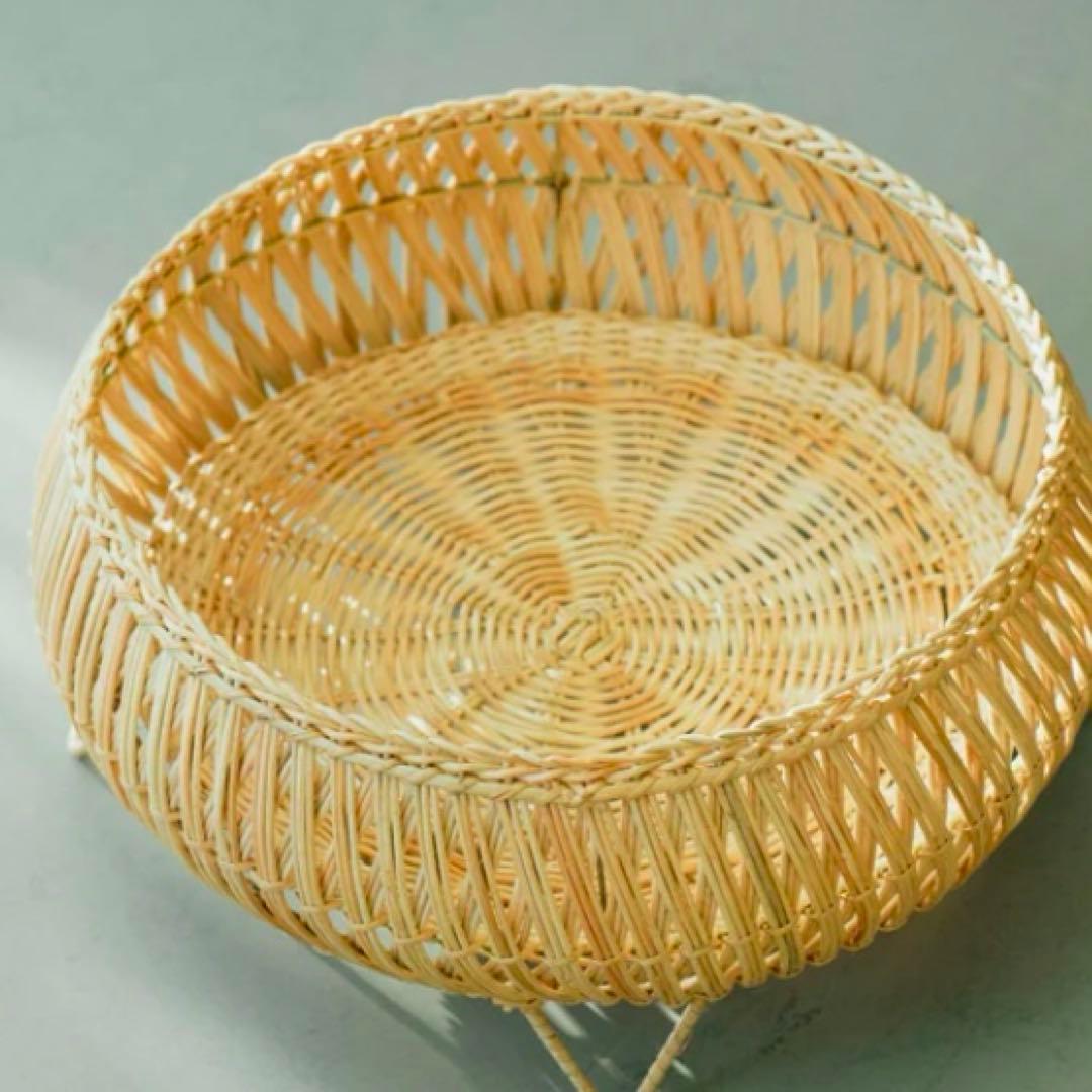 【美品】オルネコ オリジナル・スタンドバスケット　天然素材 編み込みバスケット