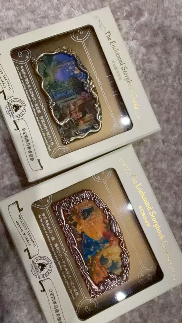 上海ディズニーランド正規品春夏秋冬4枚壁画プリンセスピンバッジラプンツェルアナ雪