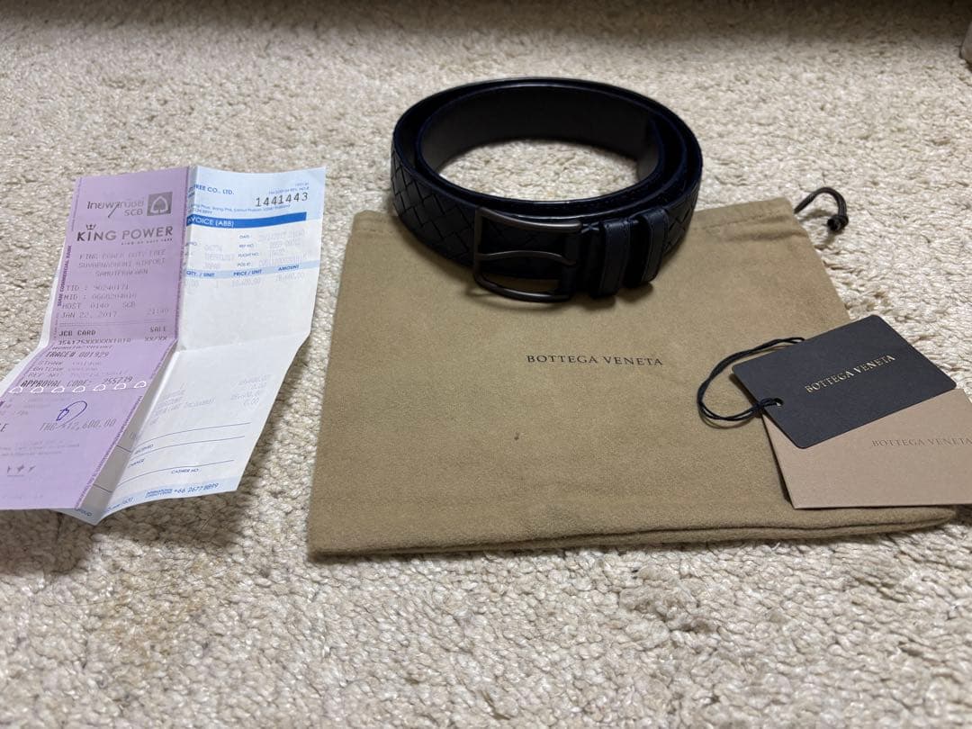 希少Bottega Veneta 編み込みレザーベルト ネイビー 95cm - メルカリ