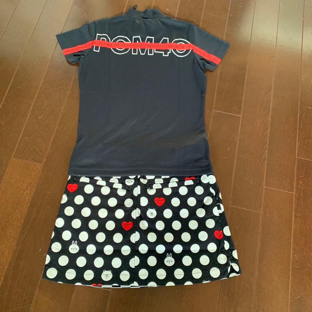 パーリーゲイツメッシュモックネックとラインコラボスカートセットアップサイズ1