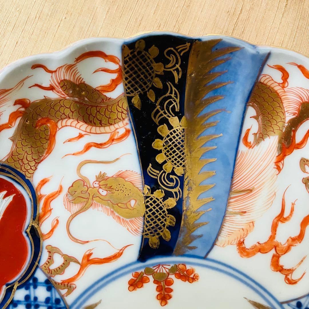 オールド深川製磁 皿 明治 大正 龍 鳳凰 松竹梅 古伊万里 ジャポニスム