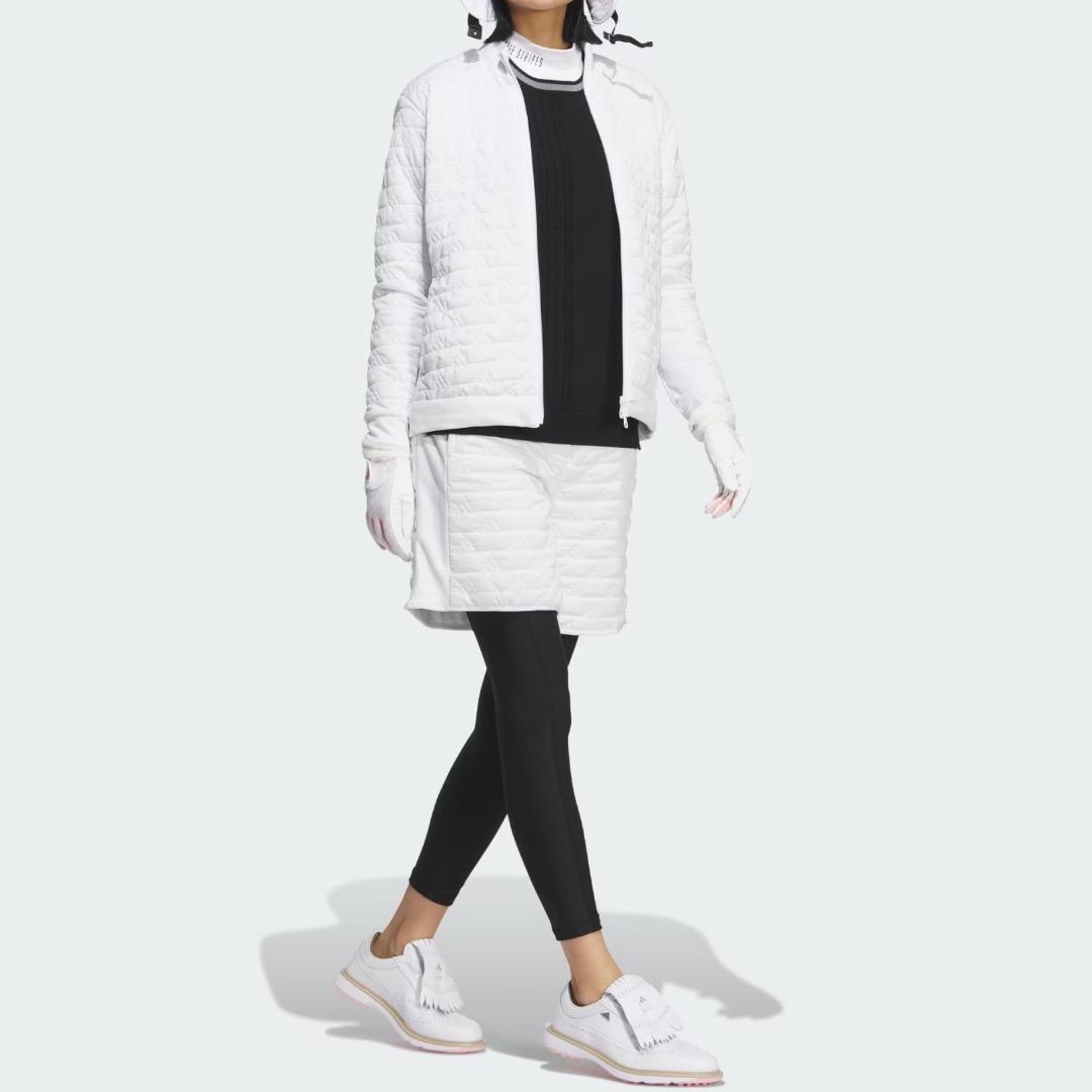 【M】秋冬 定価34,100円 アディダス ゴルフ 中綿 キルト セットアップ白