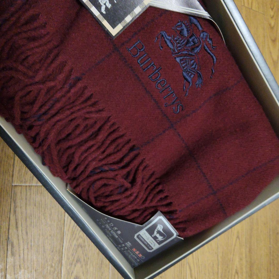 Burberrys バーガンディ フリンジ付きブランケット