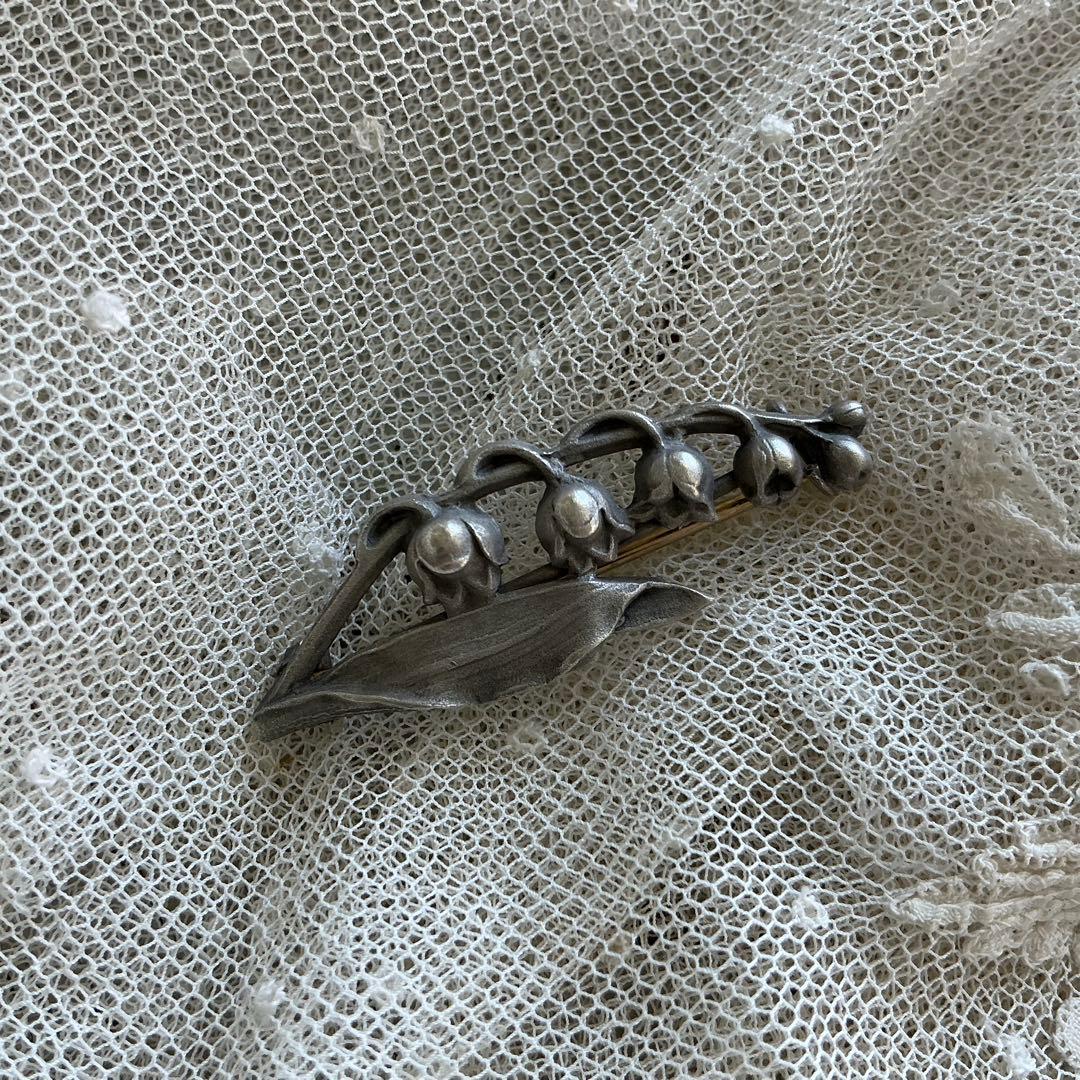 フランスアンティーク すずらん ハットピン ブローチ シルバー 銀