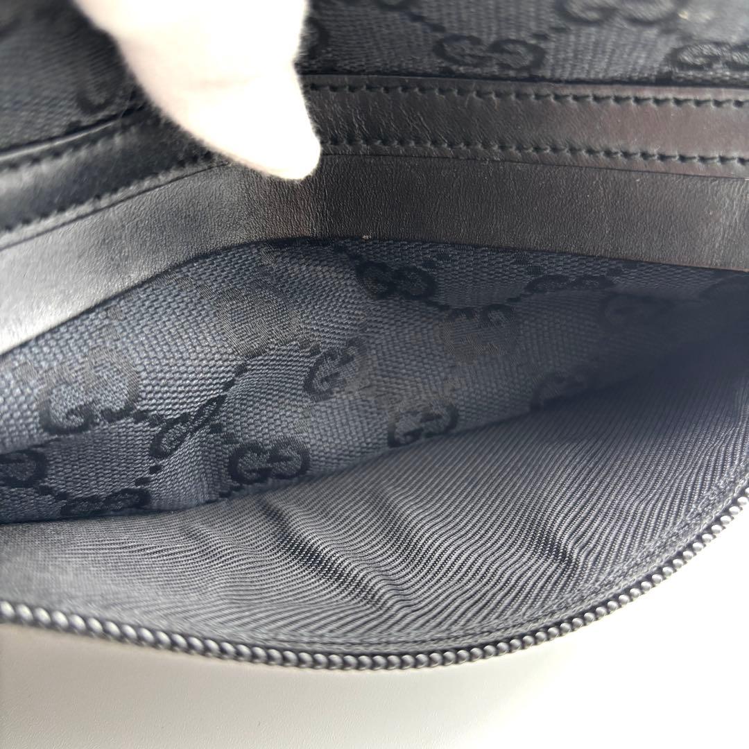 美品 グッチ ショルダーバッグ GGキャンバス レザー フラップ ロゴ メンズ