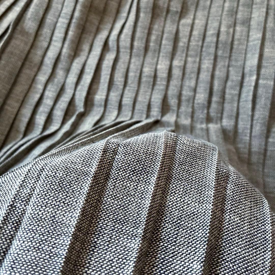 美品★45R★インディゴ　プリーツスカート