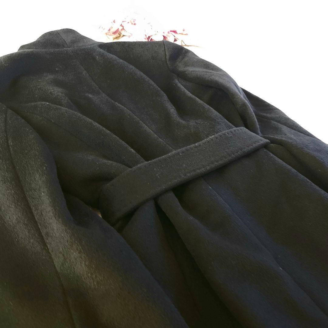 美品 23区 アンゴラ混 ベルト付き ウールコート 濃紺 38サイズ