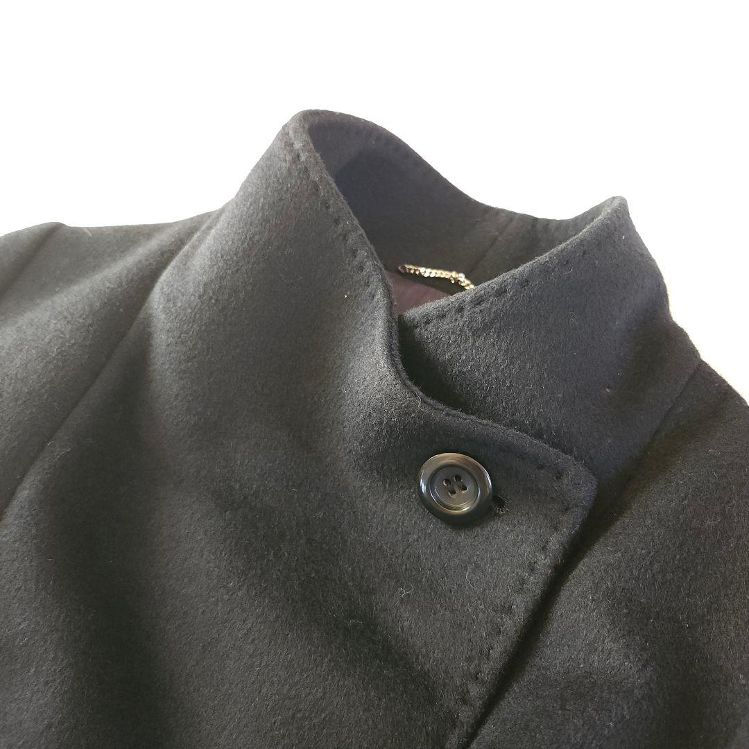 美品 23区 アンゴラ混 ベルト付き ウールコート 濃紺 38サイズ