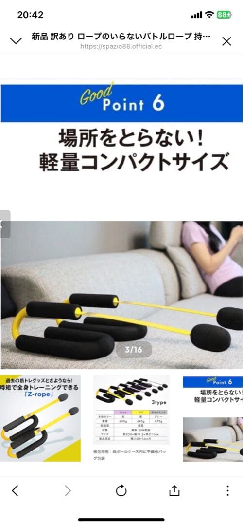 新品 ロープのいらないバトルロープ 持って上下に振るだけZ-Rope！パープル