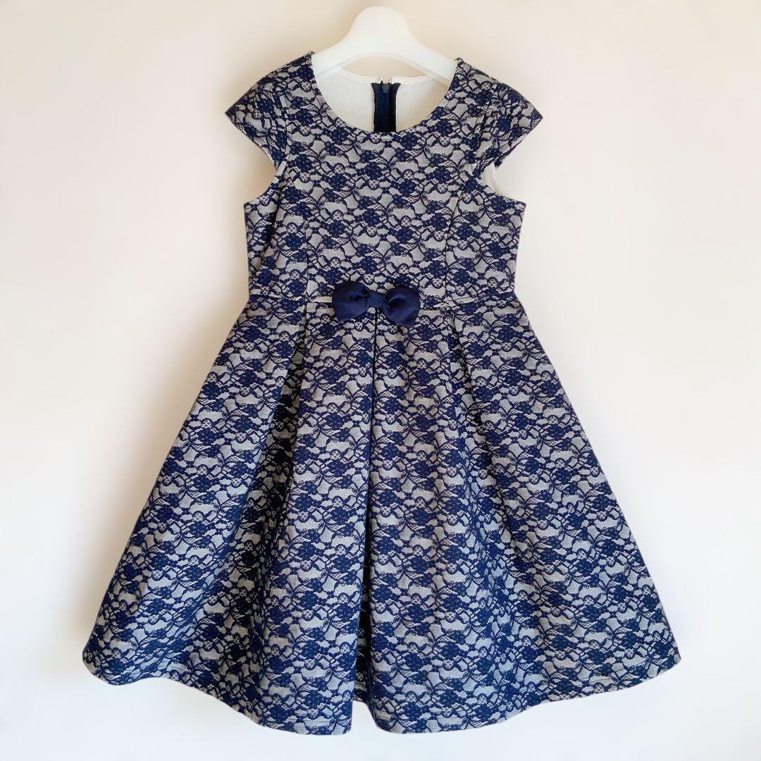 110size ネイビー×レース セレモニー 入学 卒園 フォーマル 女の子