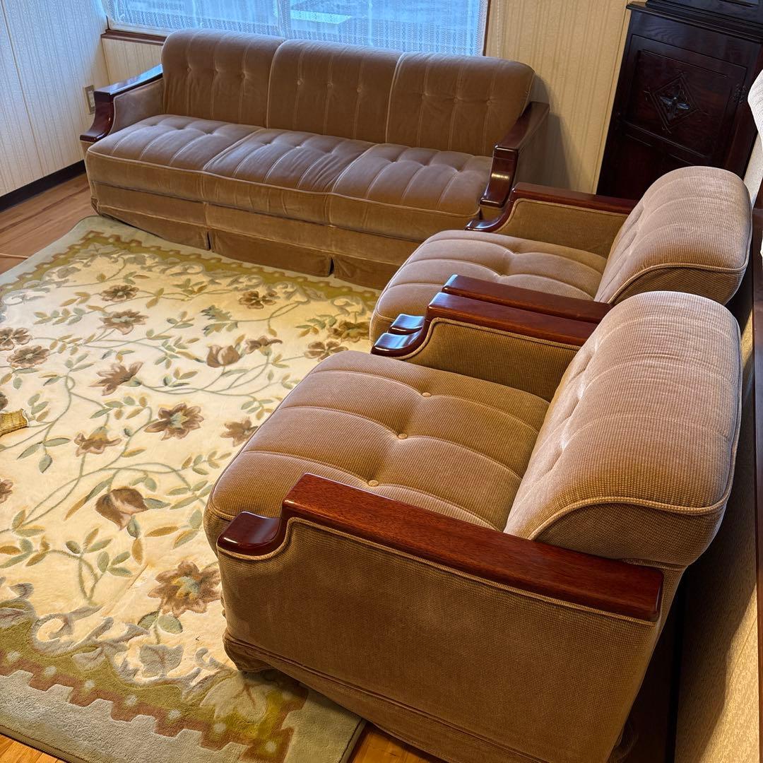 ①美品！昭和レトロ マルニ木工1人掛けソファ ビンテージ オールド