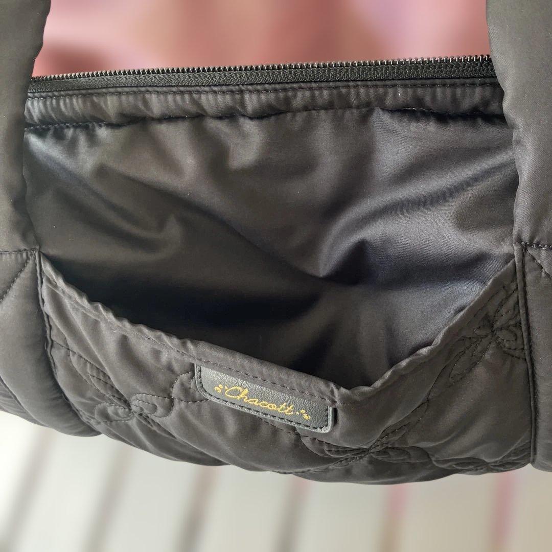 チャコットchacott キルティングレッスンバッグ　ブラック　トートバッグ