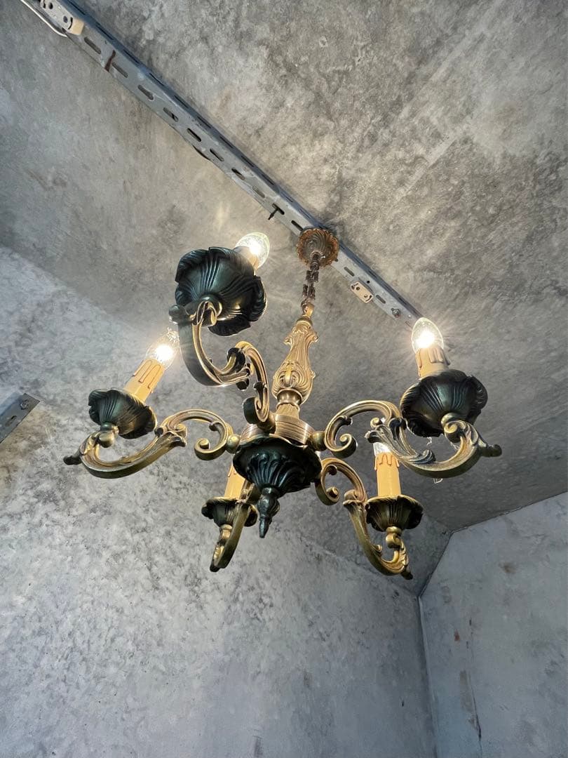 5-9.フランス アンティーク シャンデリア 5灯 キャンドル 吊り下げ