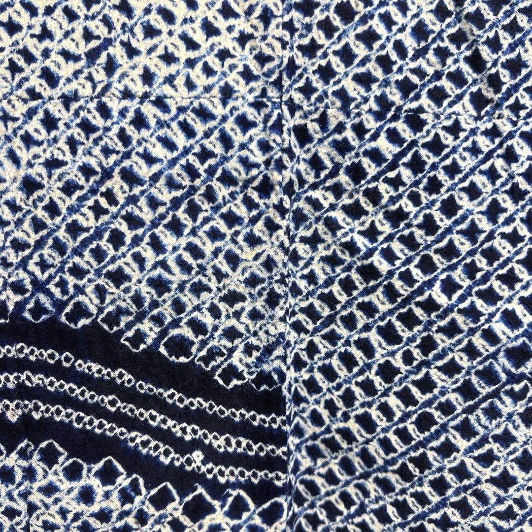 浴衣　有松鳴海絞り　花模様　小花　波　渦巻き　着物　033a d