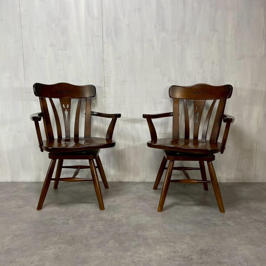 カリモク家具 回転式 アームチェア ダイニングチェア 無垢材 国産家具 B