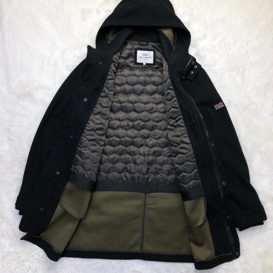 Ben Sherman ウール フード付き モッズコート キルティング裏地 比翼