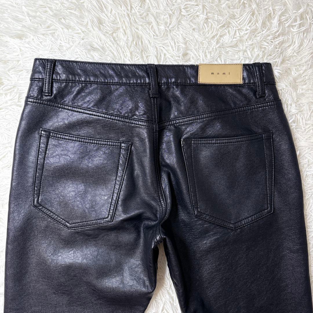 希少✨mnml ミニマル フェイクレザー フレアパンツ 黒 ブラック W30