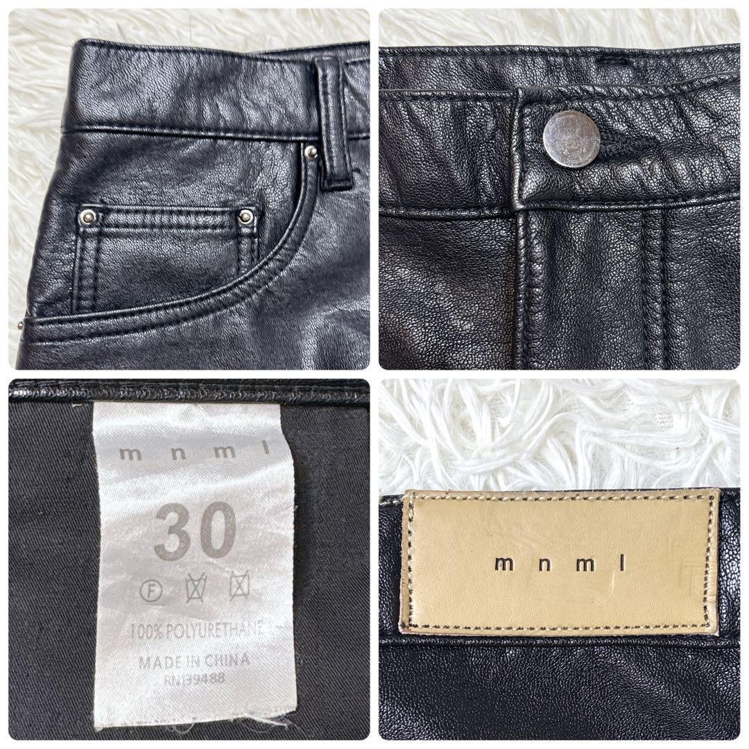 希少✨mnml ミニマル フェイクレザー フレアパンツ 黒 ブラック W30