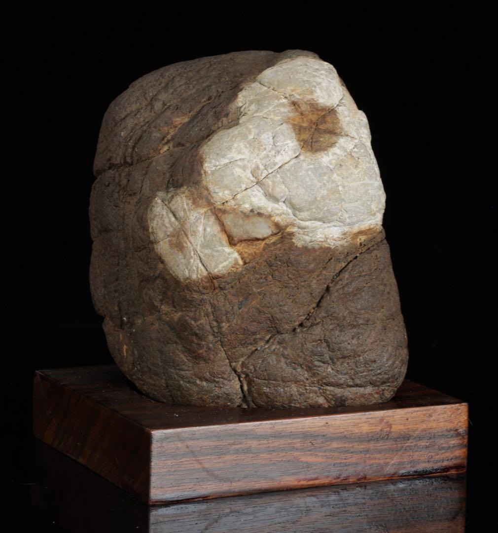 菊花石　花紋石 自然石 台座付 2.1kg 水石 置物 盆石 鑑賞石 原石 美石