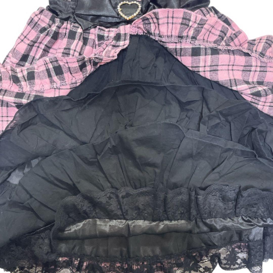 レア/廃盤】TRALALA Y2K 姫ギャル ピンクチェック フリルワンピース