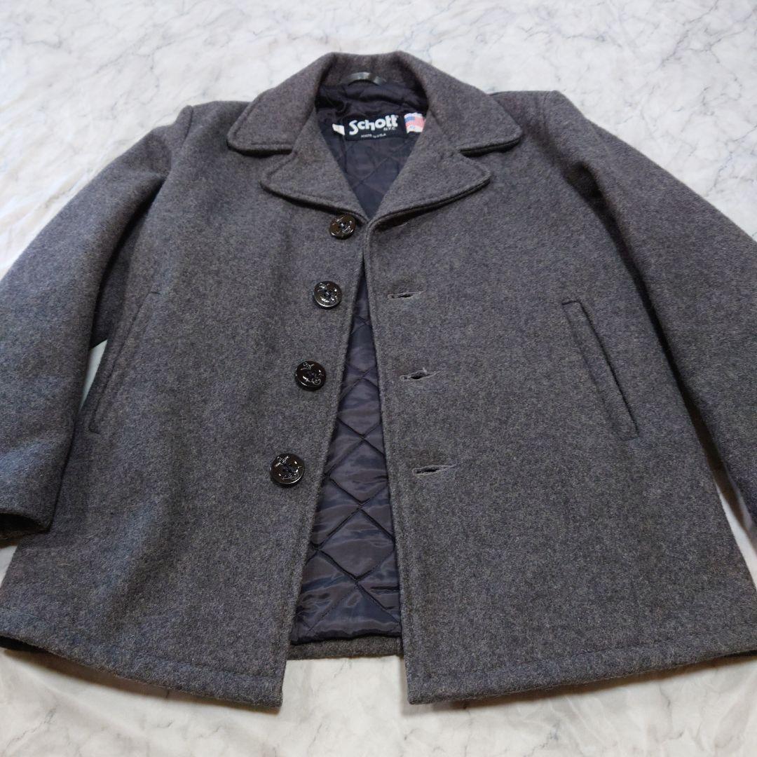 ヴィンテージSchott ウール シングルピーコート グレー未使用に近い 40