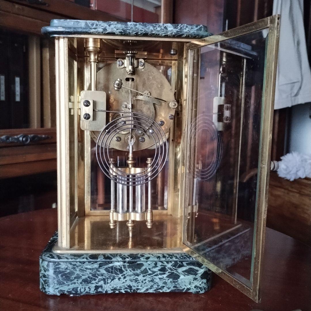 ぬ*.様 アンティーク　精工舎　大理石　４面ガラス　時報打ち　置時計　 ゼンマイ