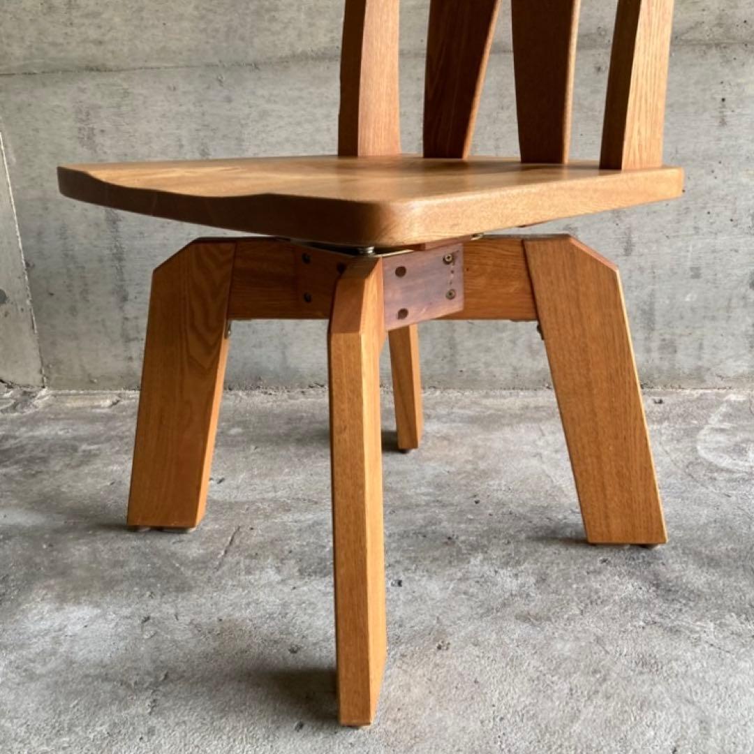 回転椅子 ダイニングチェア リビング 背もたれ 木製 タモ材 家具 レトロ