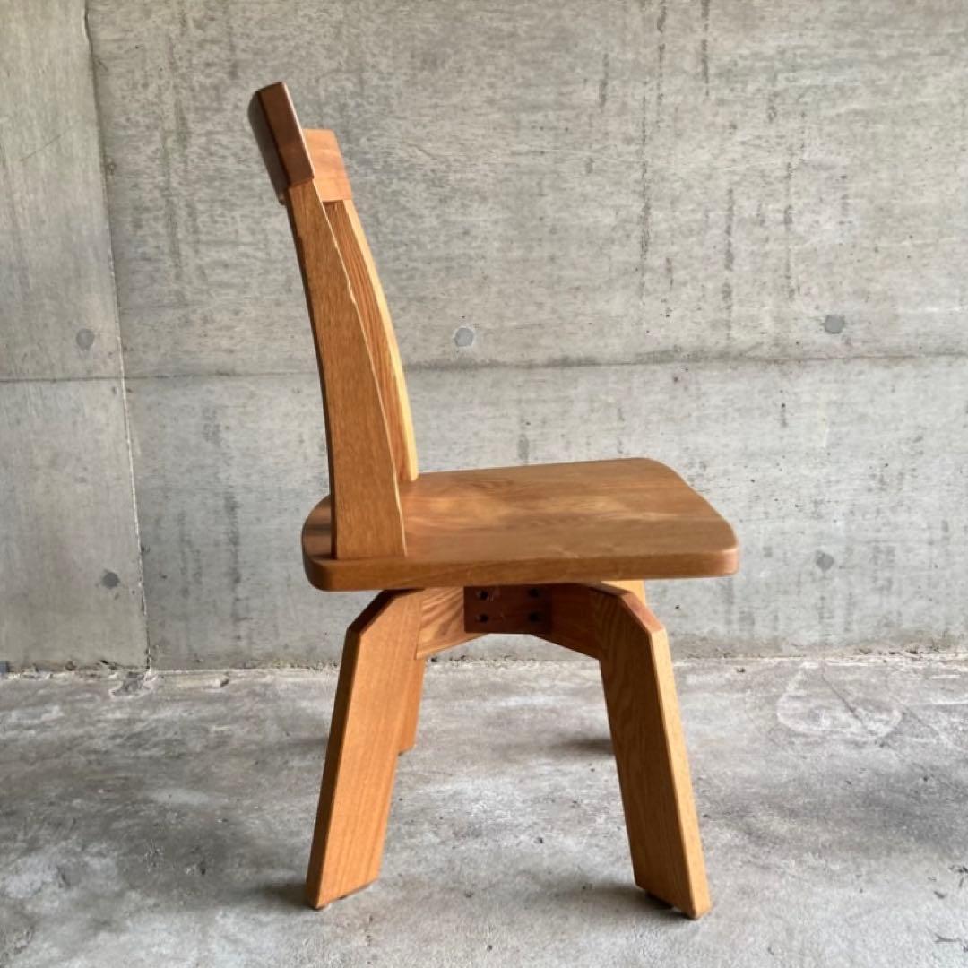 回転椅子 ダイニングチェア リビング 背もたれ 木製 タモ材 家具 レトロ