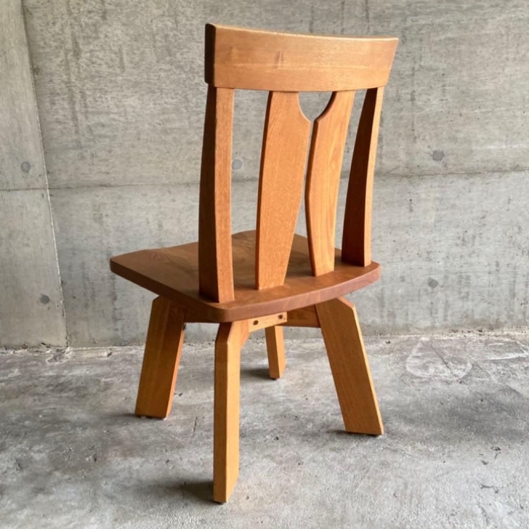 回転椅子 ダイニングチェア リビング 背もたれ 木製 タモ材 家具 レトロ