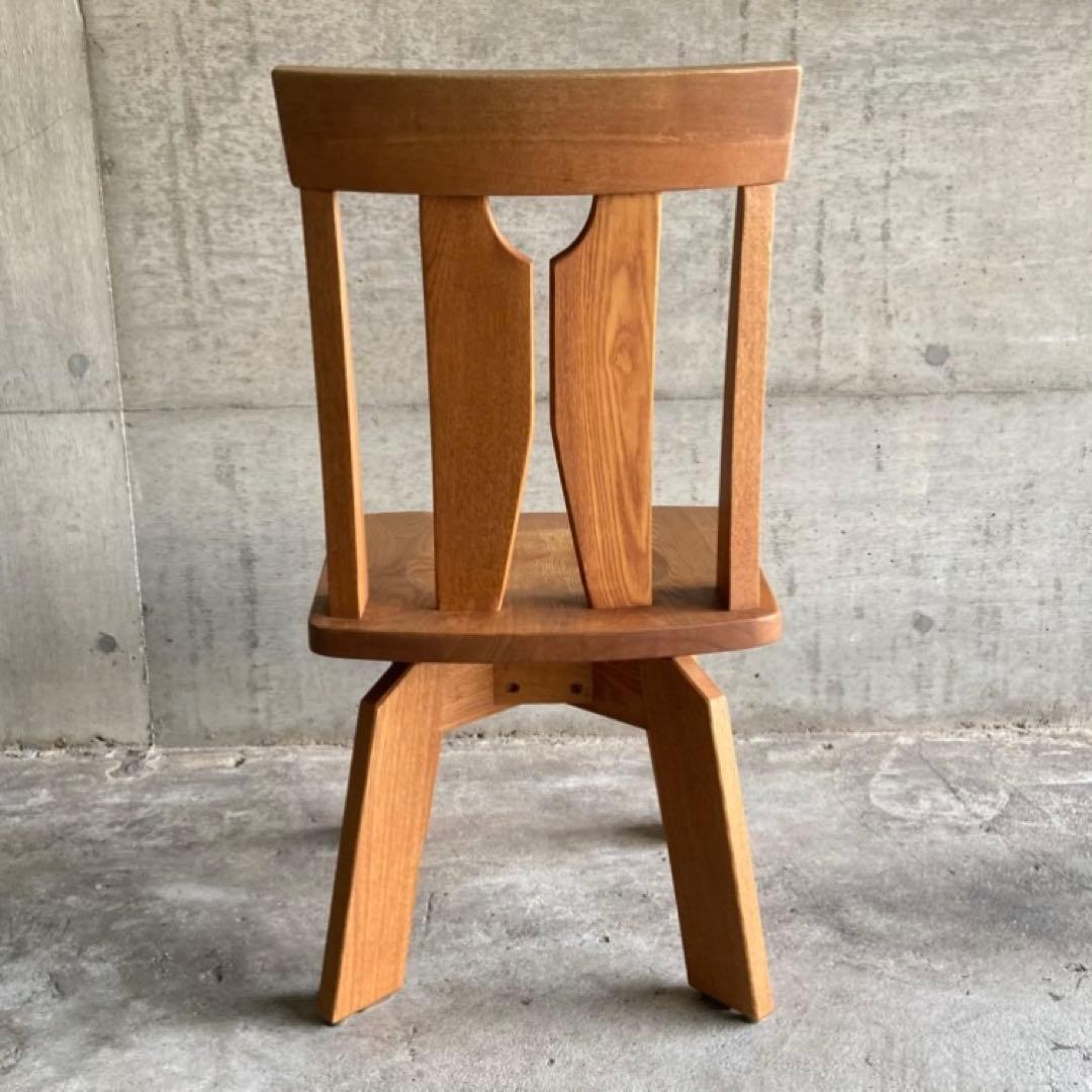 回転椅子 ダイニングチェア リビング 背もたれ 木製 タモ材 家具 レトロ
