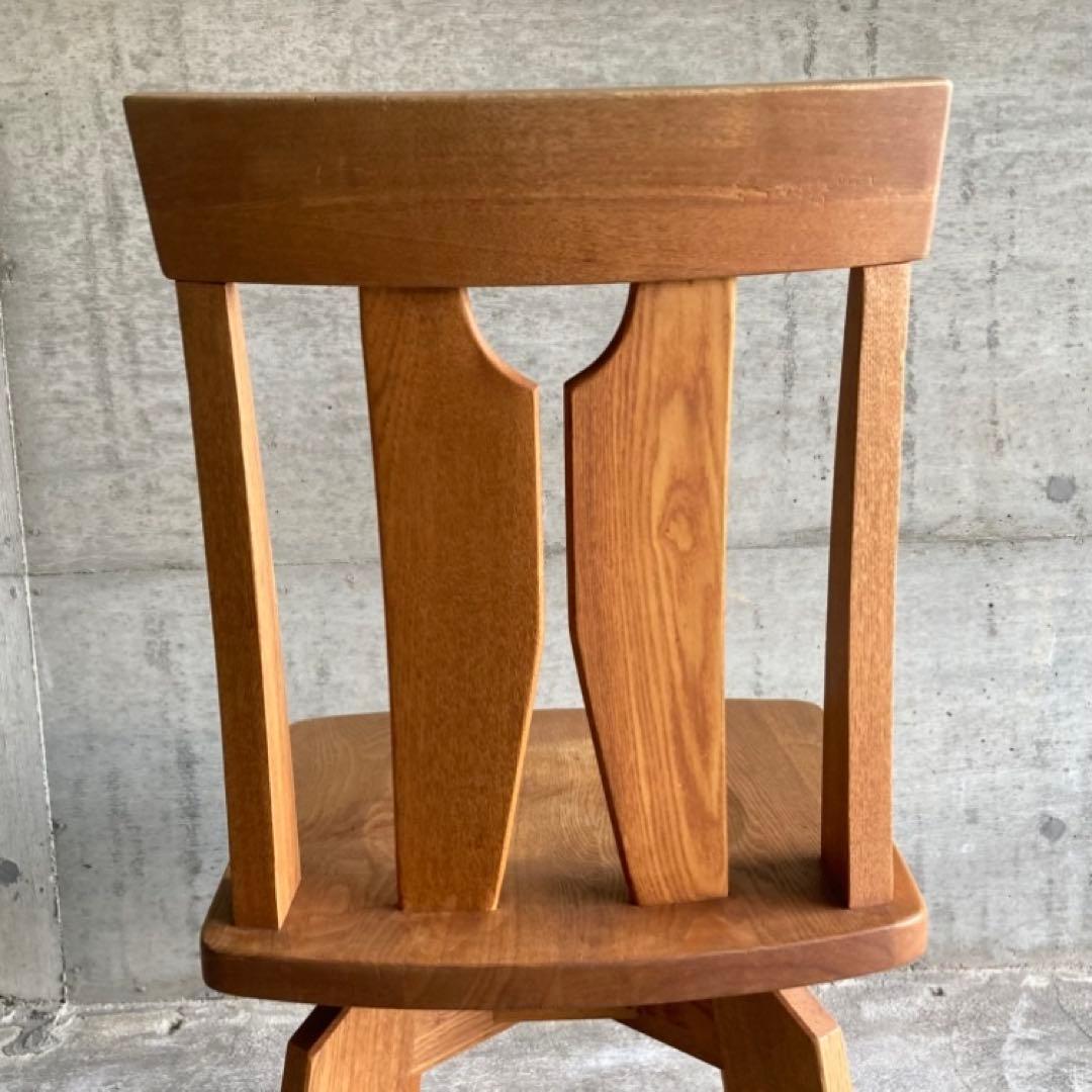 回転椅子 ダイニングチェア リビング 背もたれ 木製 タモ材 家具 レトロ