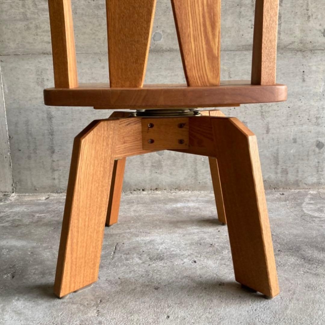 回転椅子 ダイニングチェア リビング 背もたれ 木製 タモ材 家具 レトロ