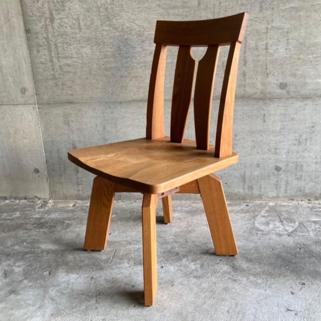 回転椅子 ダイニングチェア リビング 背もたれ 木製 タモ材 家具 レトロ