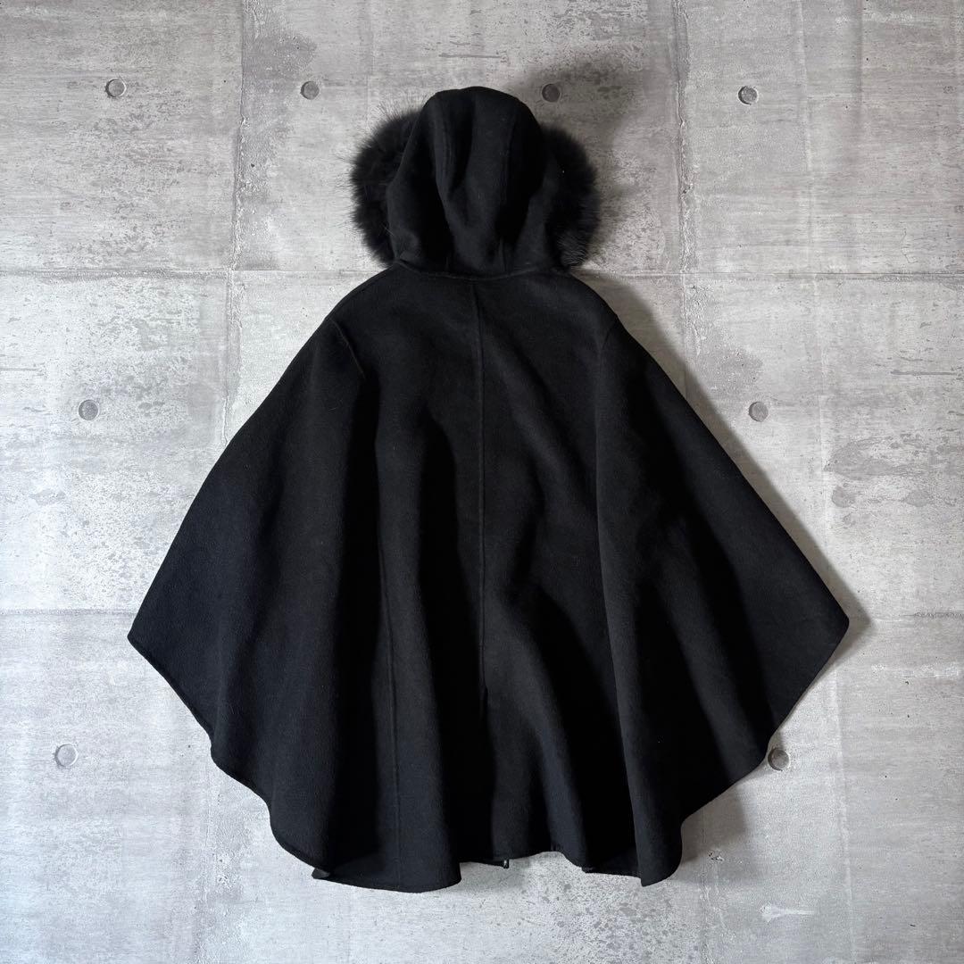 ジャケット・アウター wool cachemir hood far poncho buckle y2k