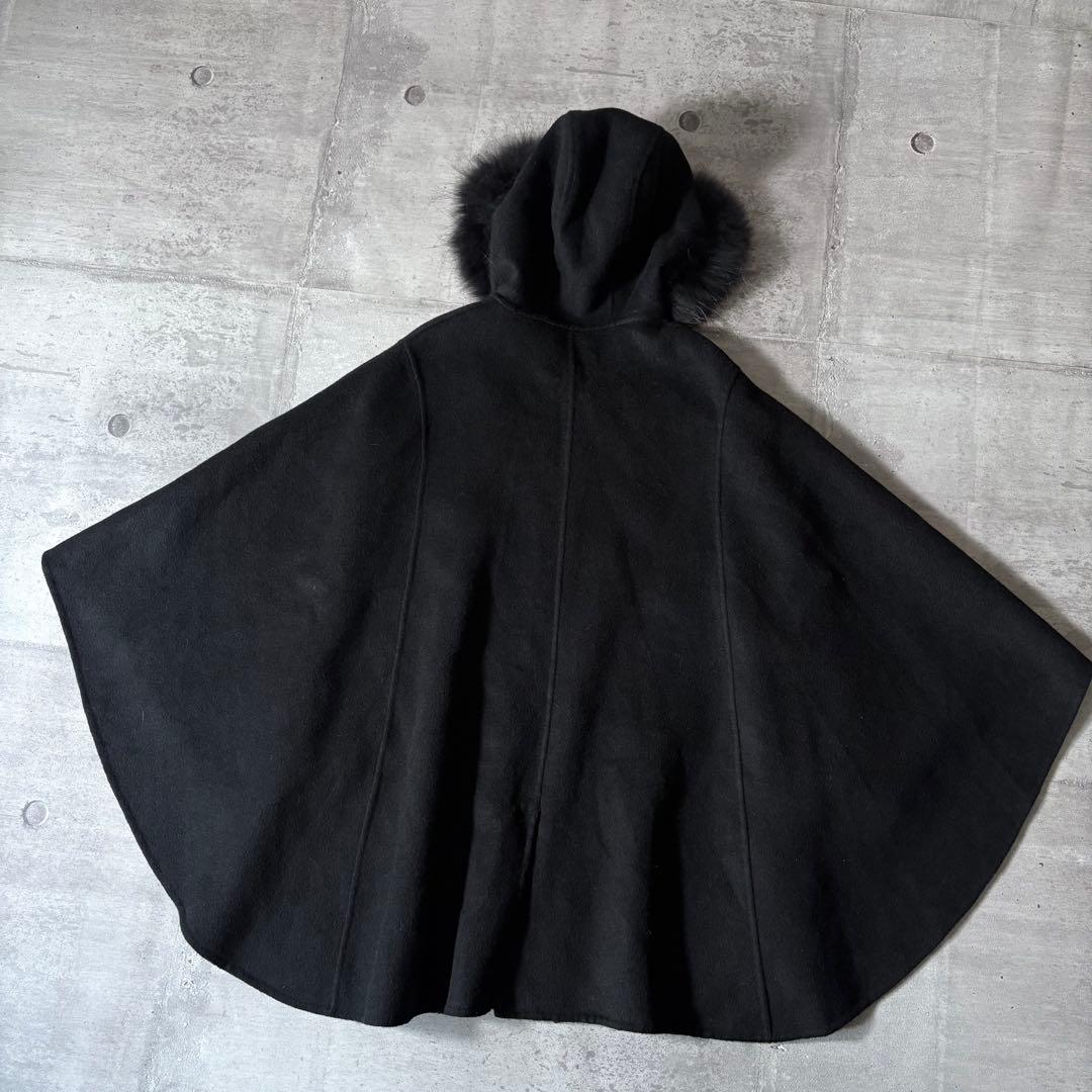 ジャケット・アウター wool cachemir hood far poncho buckle y2k
