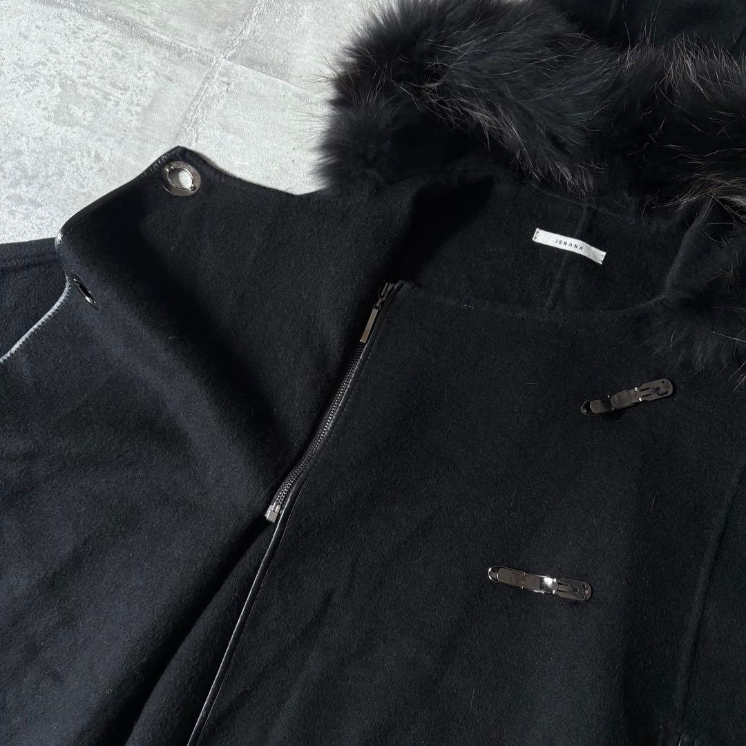 ジャケット・アウター wool cachemir hood far poncho buckle y2k