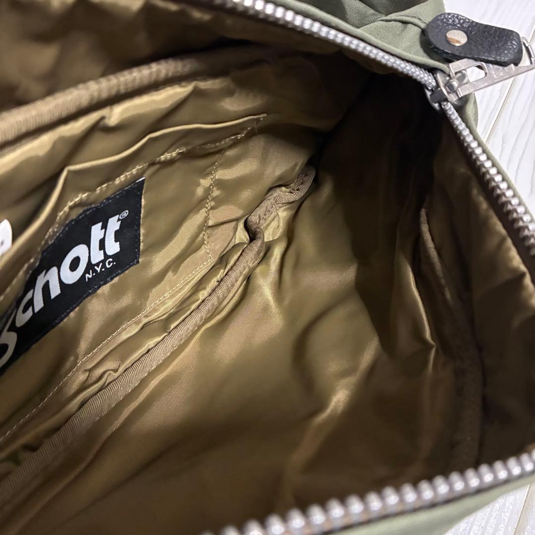 希少　Schott ショット　コットン ライダース ボディ バッグ　ワンスター⭐️