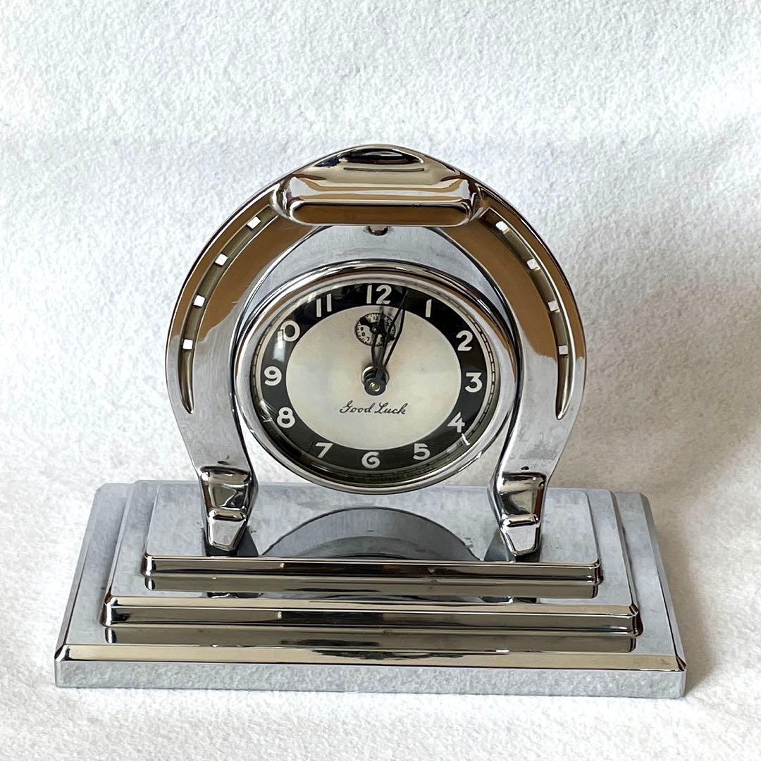Lux ヴィンテージ 時計置物 1930年代 クローム ラックス グッドラック