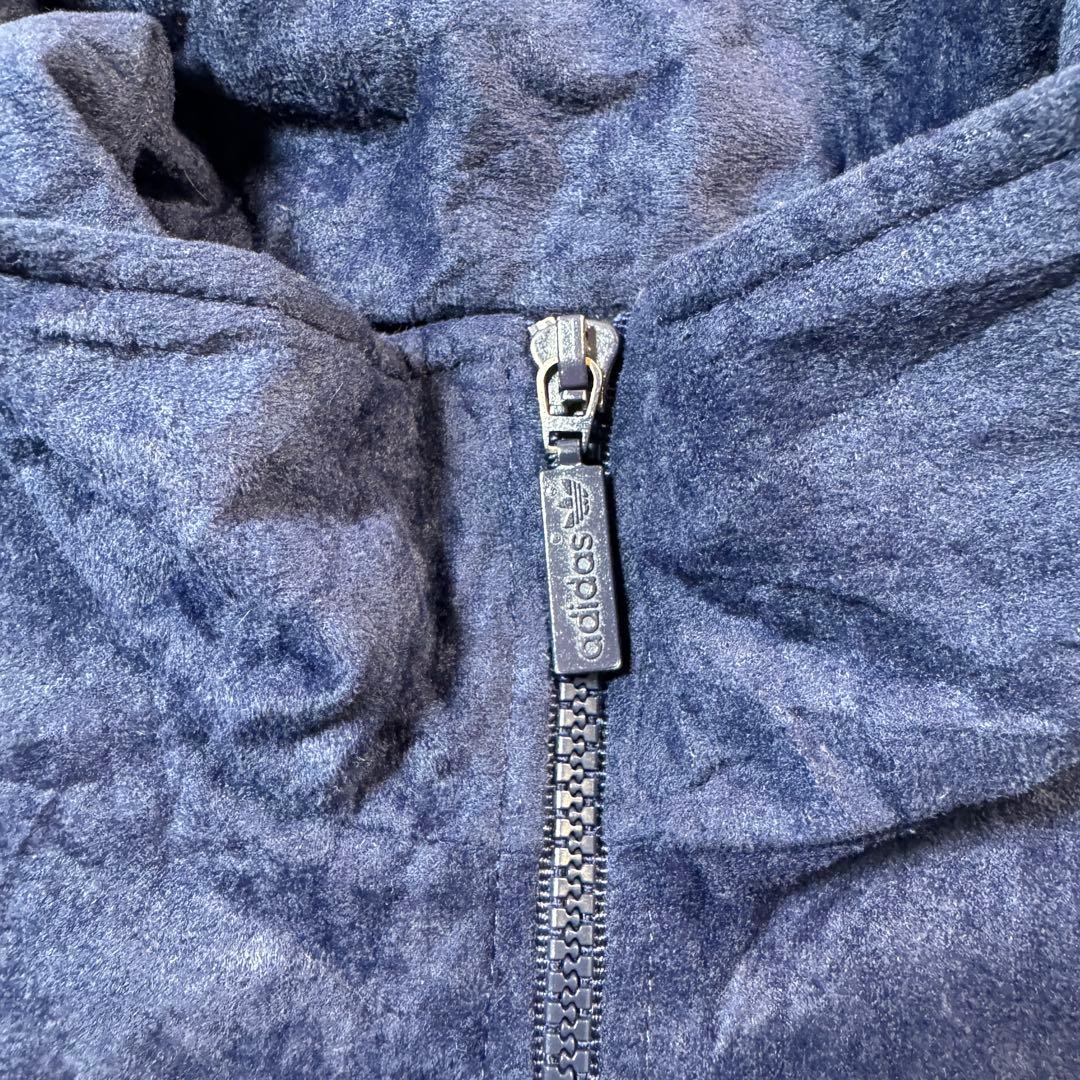 80s adidas ベロアトラックジャケット アディダス ジャージネイビー古着