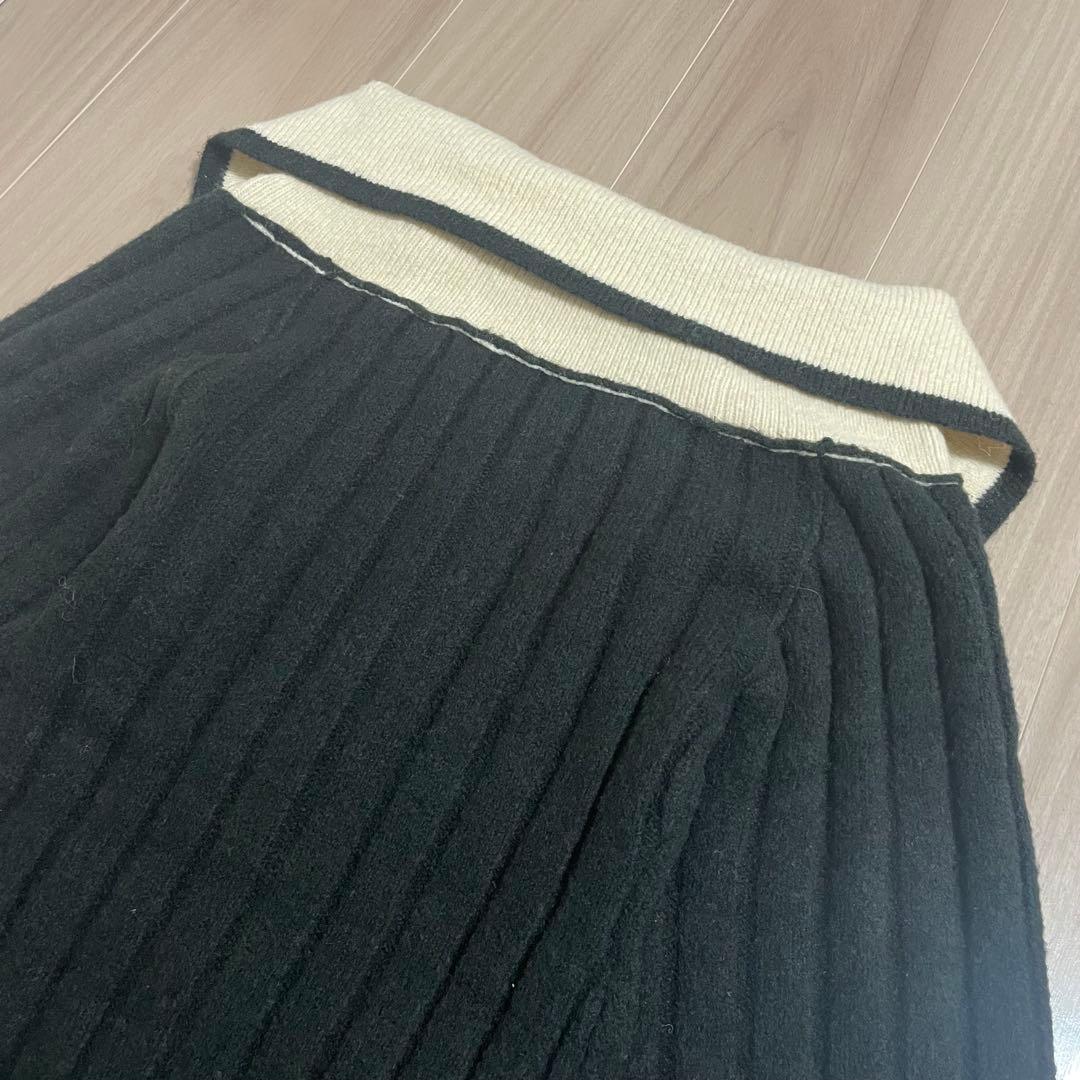 【美品】amerge アメルジュ オフショルダーリボンワンピース ブラック