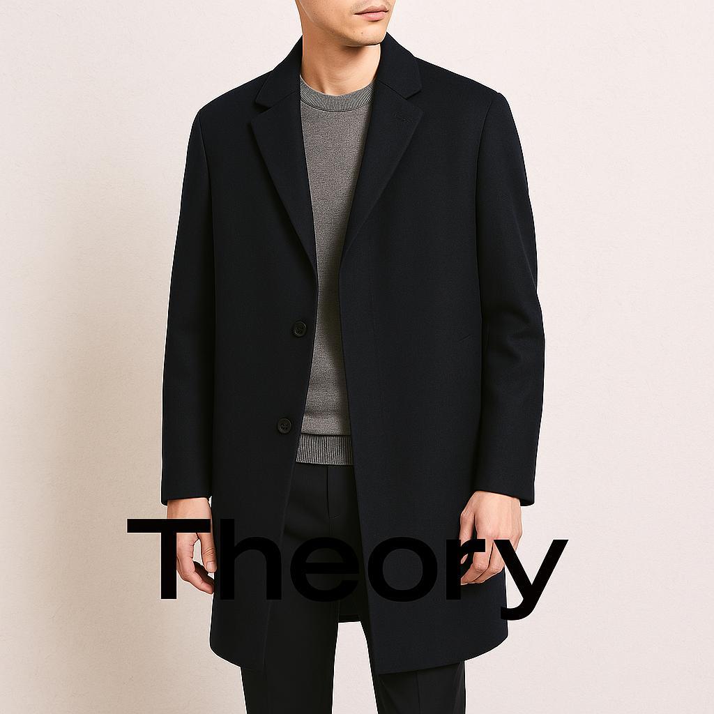 Theory チェスターコート カシミヤ混 ダークネイビー L ロングコート