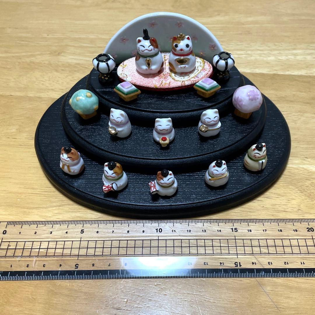 猫 雛人形 三段飾り 豆雛