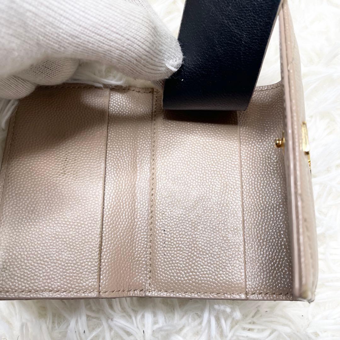 大人気】サンローランパリ キーケース カサンドラ キャビアスキン ベージュ