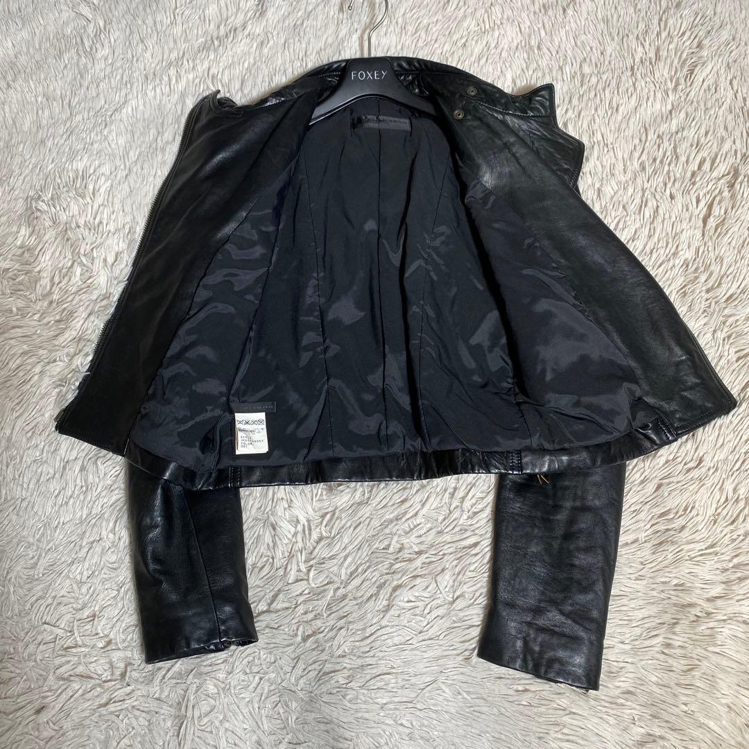 希少♡ダナキャランニューヨーク シングルライダースジャケット ラムレザー