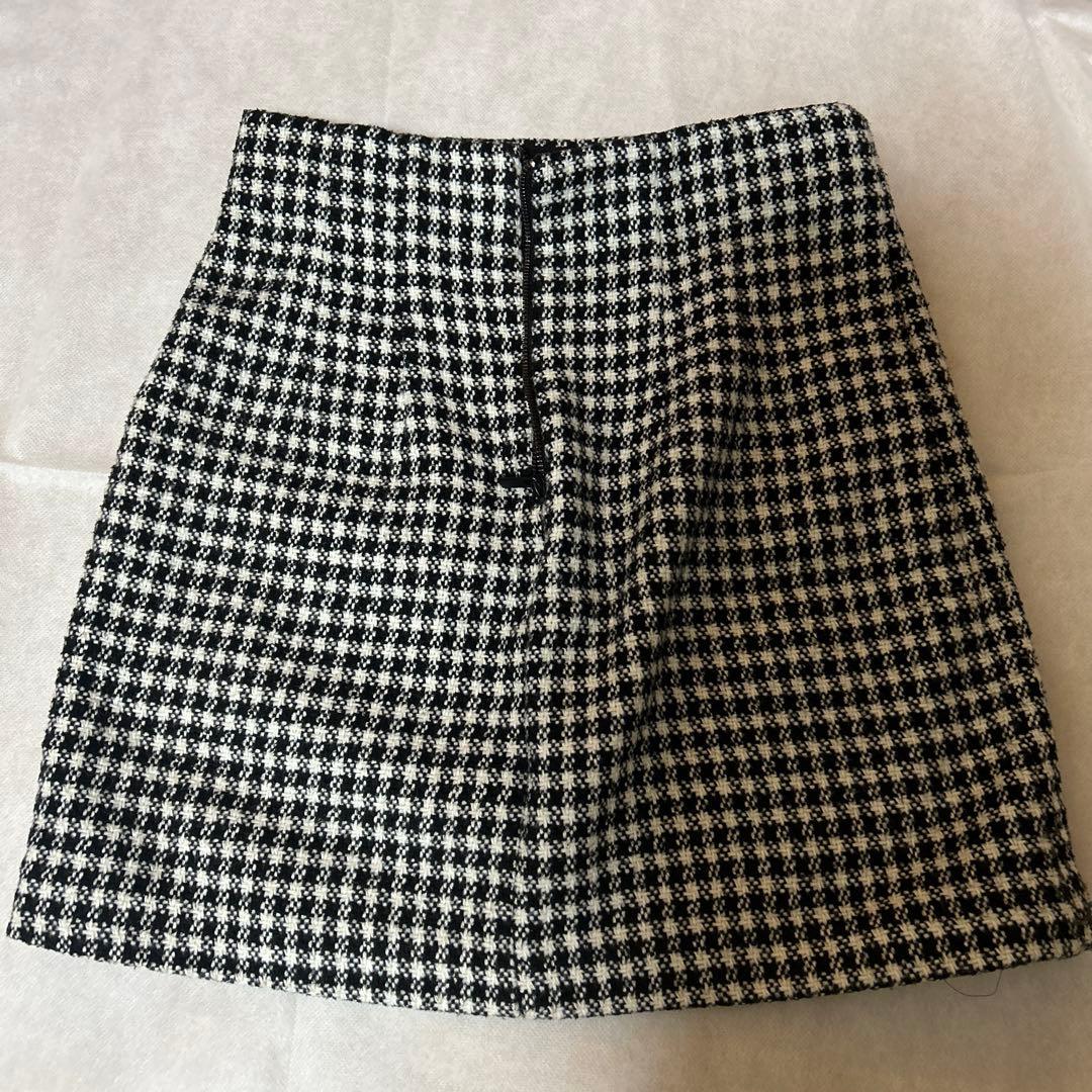 zara 千鳥柄ミニスカート - メルカリ