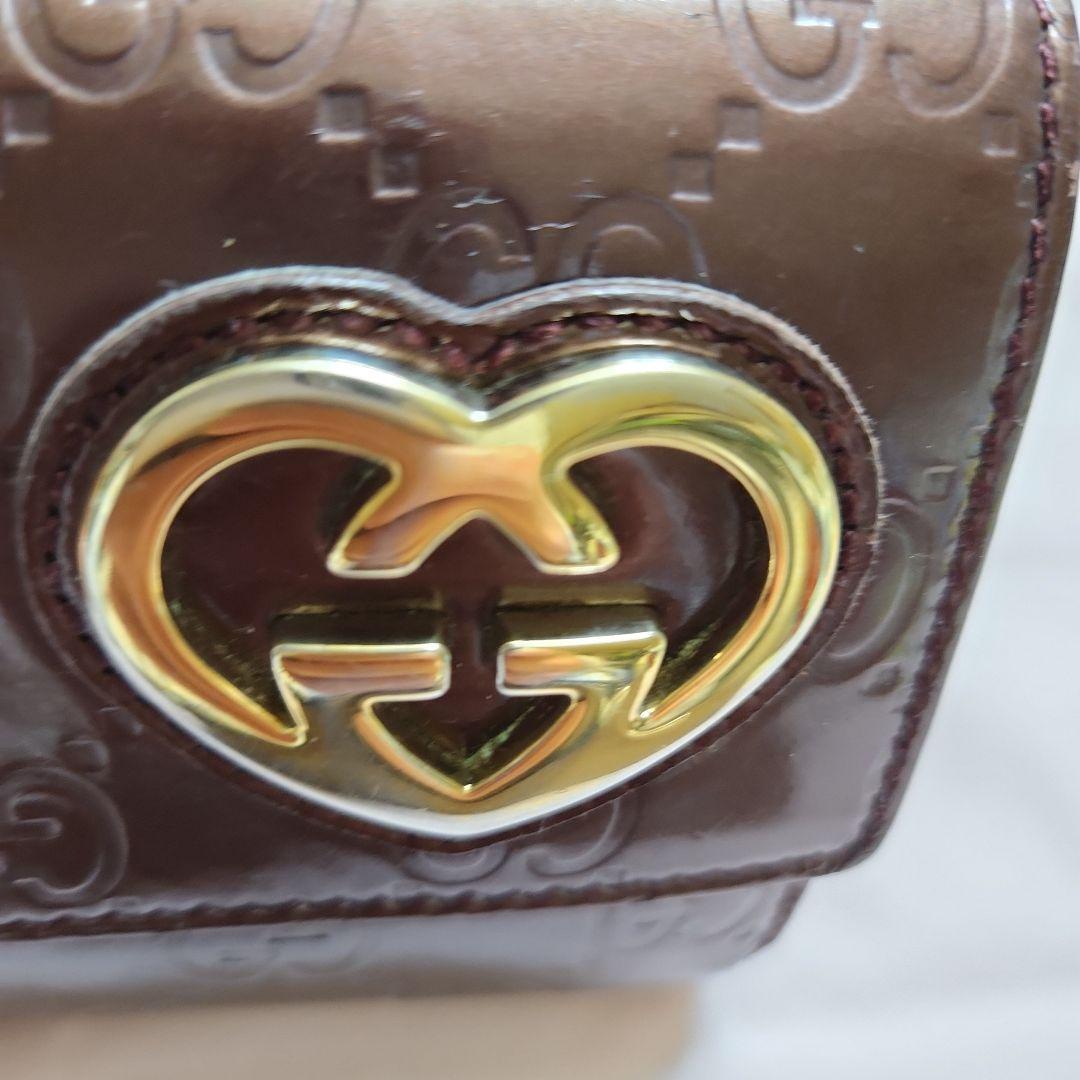 お値下げ★GUCCI★グッチ　シマ レザー 長財布 ラブリーハート　ワインレッド