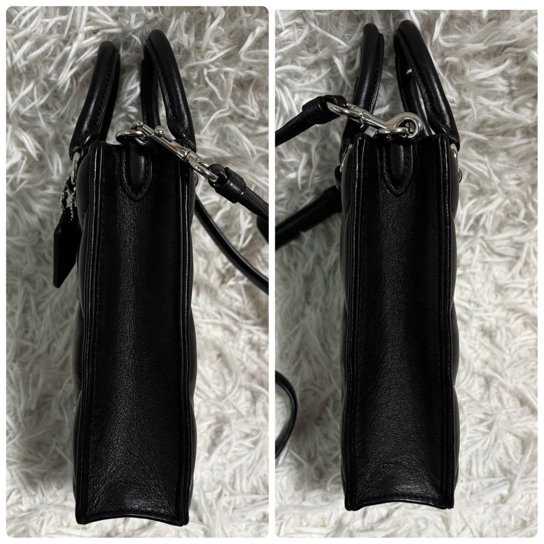 未使用級/保存袋付✨コーチ ショルダーバッグ ノース サウス パフィー 本革 黒