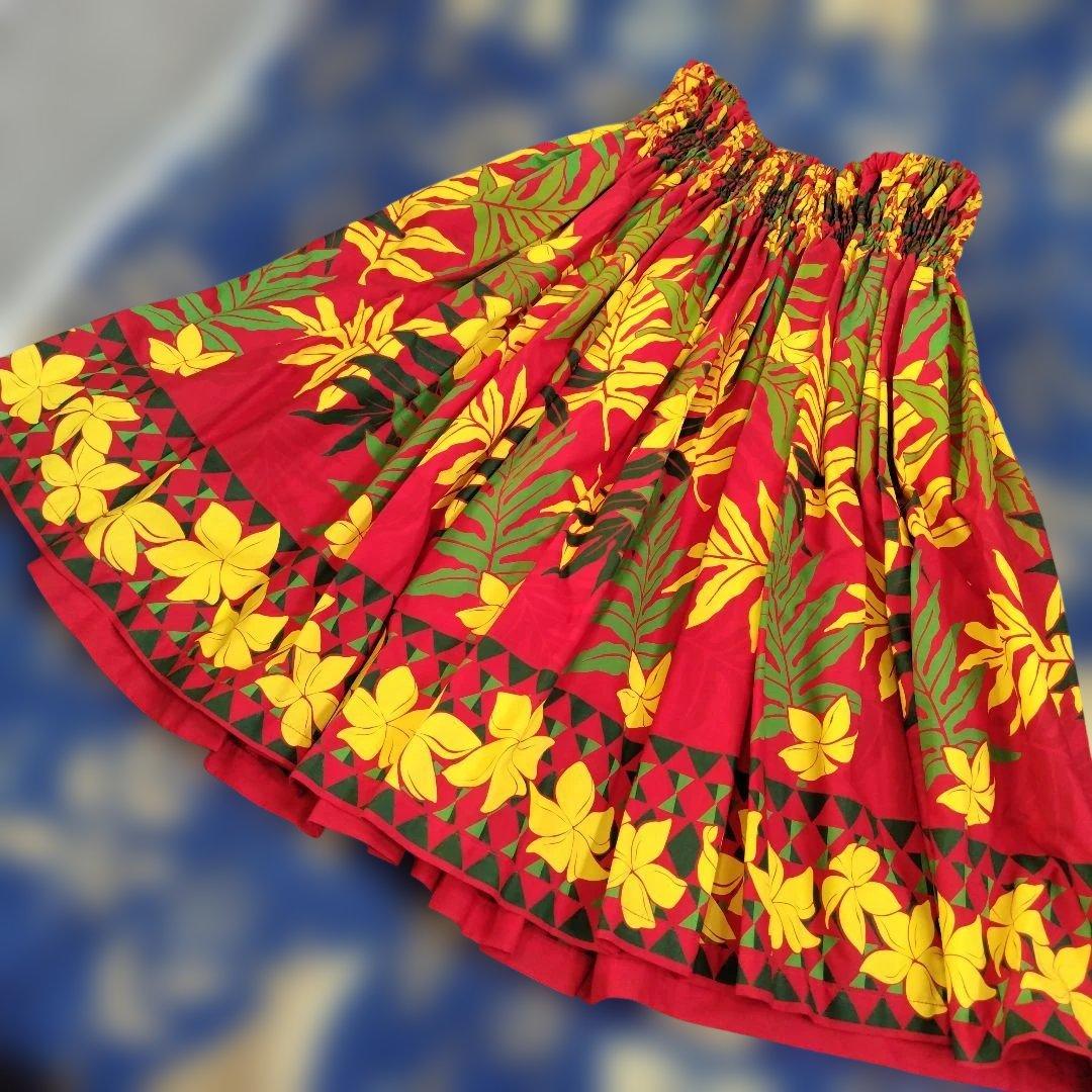 ALOHA FABRICSフラダンス用スカート 赤と黄色の花柄 - メルカリ