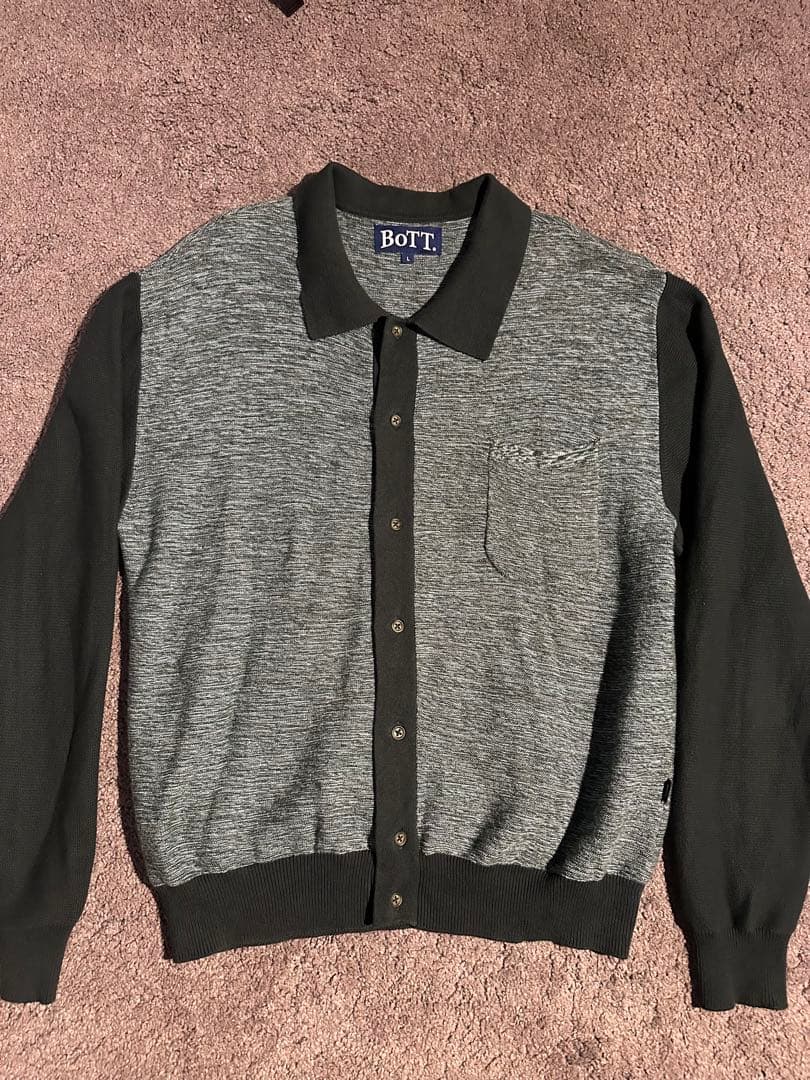 BoTT ポロカーディガン L グリーン/ライトグリーン